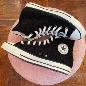 converse chuck taylor black sherpa  egret sneakers